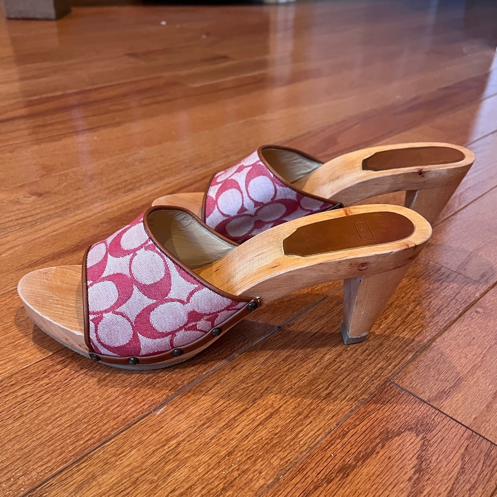 Rare Vintage Coach Wooden Sandals Size 10 - Picture 1 of 8
